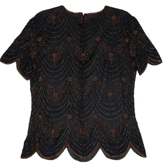 VTG Papell Boutique Silk Beaded Top Womens L Retro Glam‎ Formal Whimsigoth Party - Picture 3 of 10